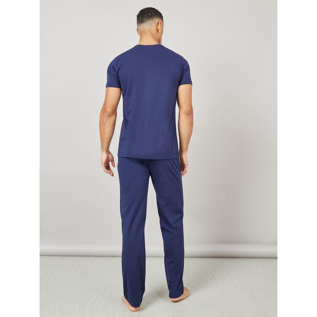 Styli Unwind Chest Print Crew Neck T-Shirt and Pyjama Set-men-clothing-nightwear-sets-image-5