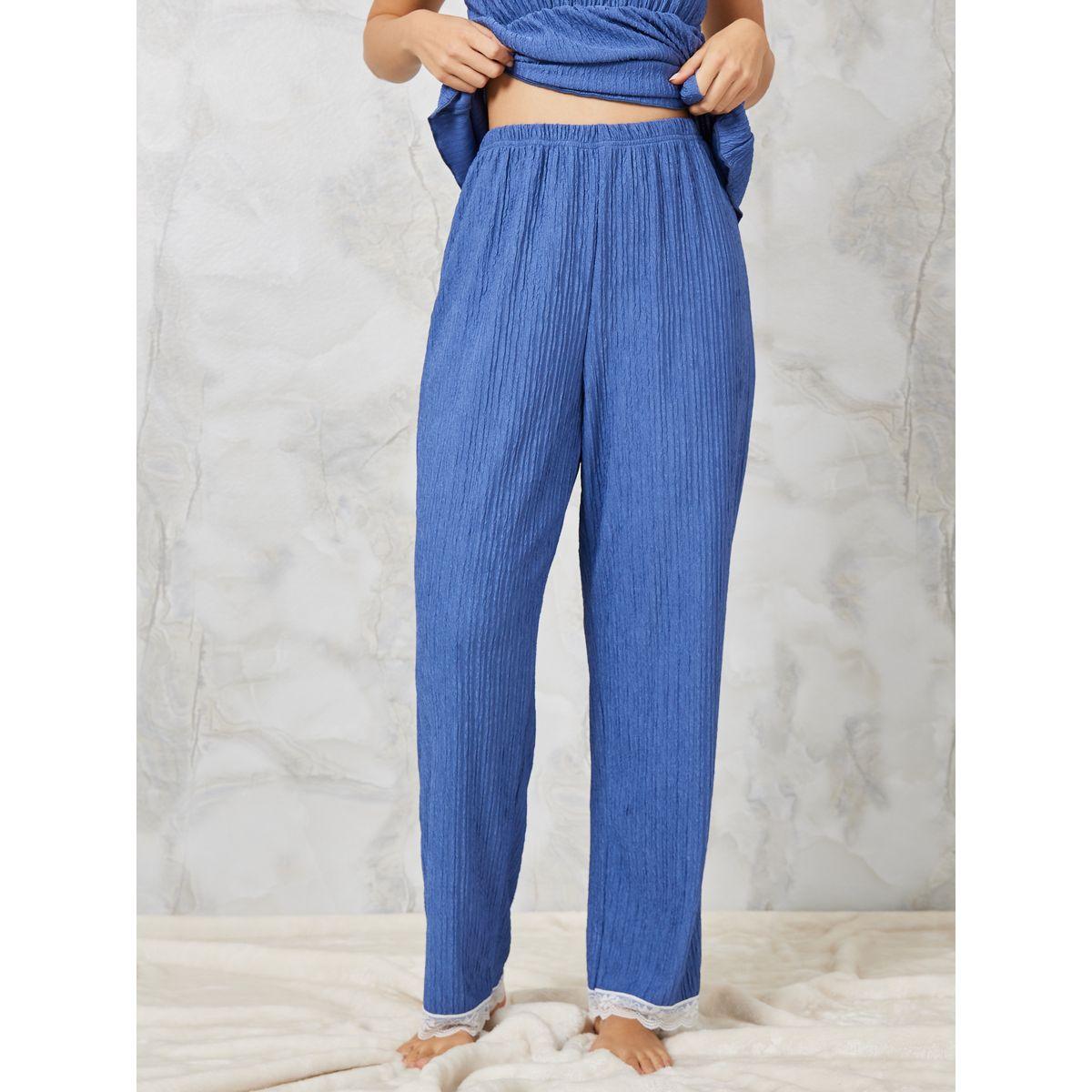 Styli Unwind Pack of 3 - Textured Lace Trim Cami, Pyjama & Robe Set-women-clothing-nightwear-pyjamas-longsets-image-7