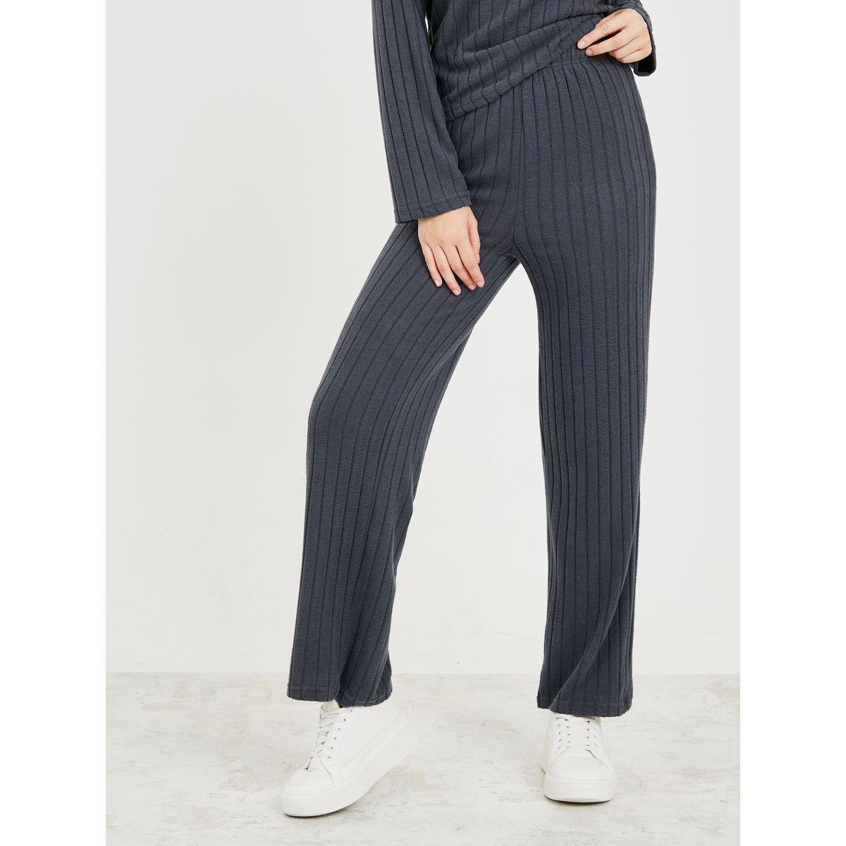 Styli Unwind Brushed Rib Hoodie & Straight Leg Trouser Lounge Set-women-clothing-coordsets-image-5