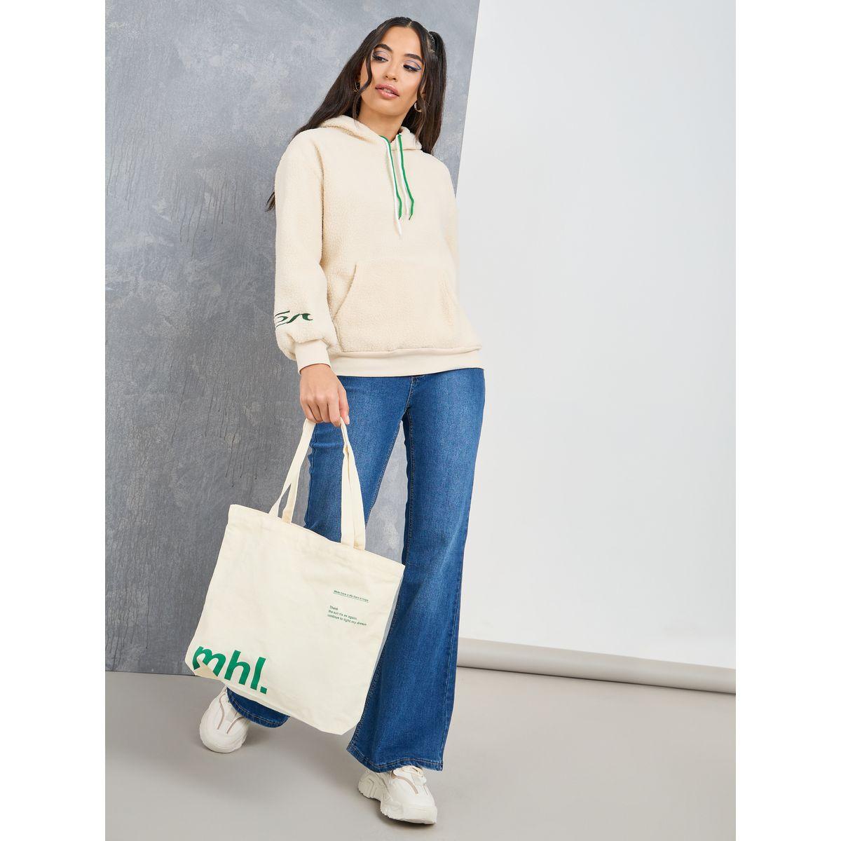 Styli Embroidered Slogan Sherpa Hoodie with Front Pocket-women-clothing-hoodiesandsweatshirts-hoodies-image-2
