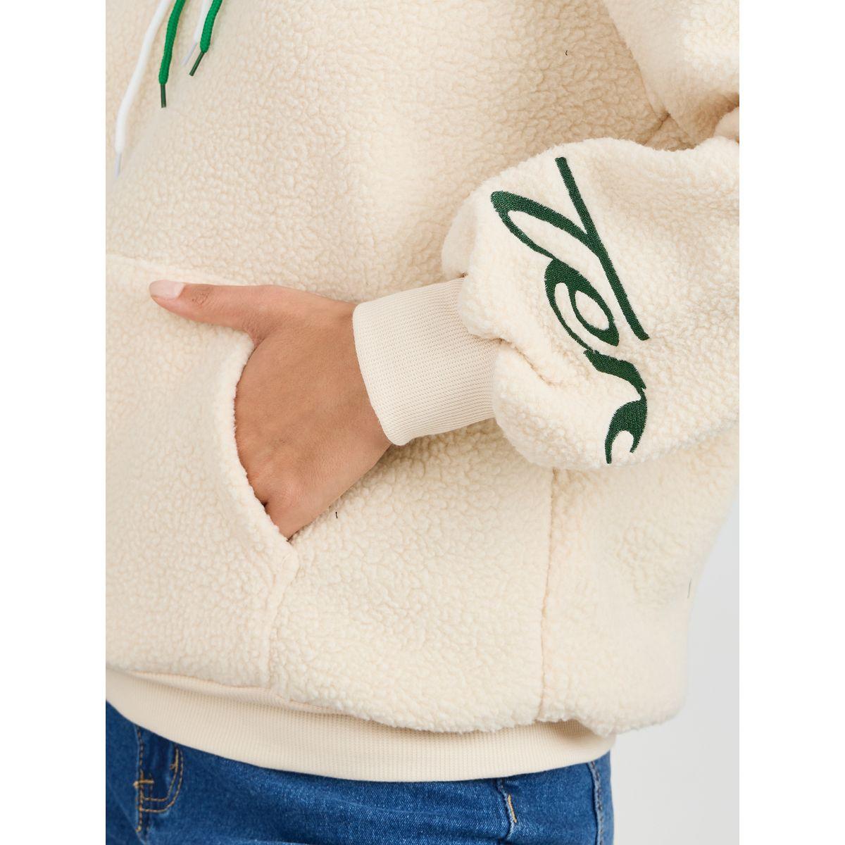 Styli Embroidered Slogan Sherpa Hoodie with Front Pocket-women-clothing-hoodiesandsweatshirts-hoodies-image-3