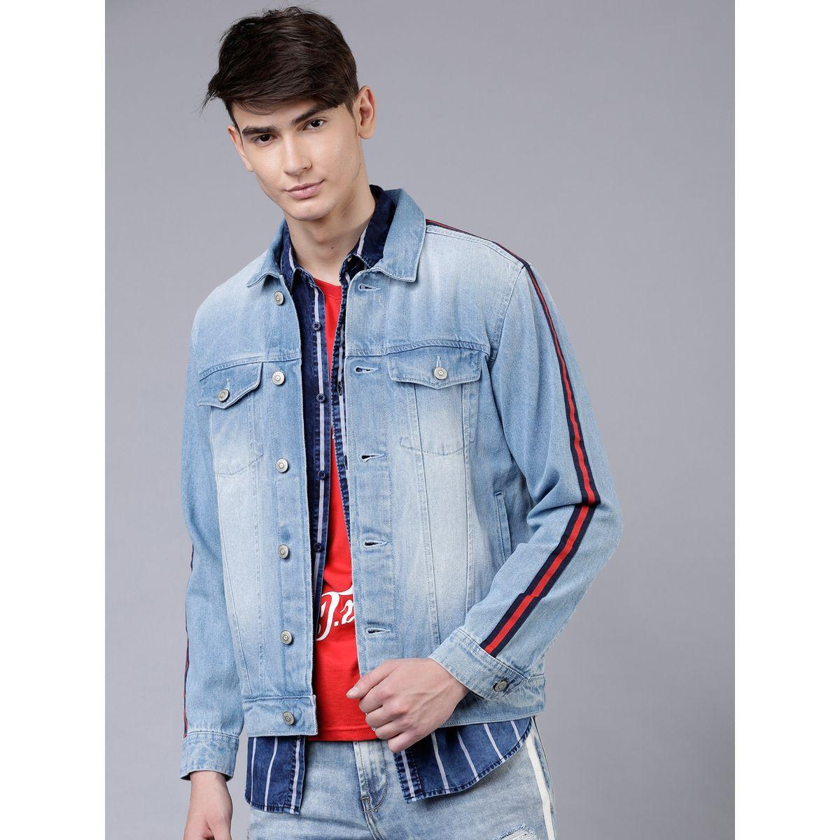 Highlander X Styli Regular Fit Blue Washed Side Stripe Denim Jacket-men-clothing-jacketsandblazers-jackets-image-1