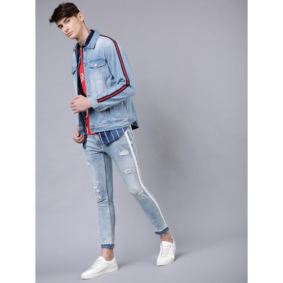 Highlander X Styli Regular Fit Blue Washed Side Stripe Denim Jacket-men-clothing-jacketsandblazers-jackets-image-2