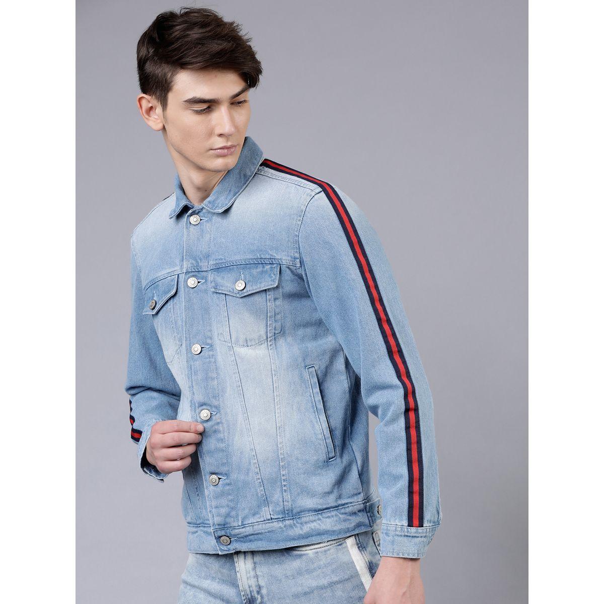 Highlander X Styli Regular Fit Blue Washed Side Stripe Denim Jacket-men-clothing-jacketsandblazers-jackets-image-4