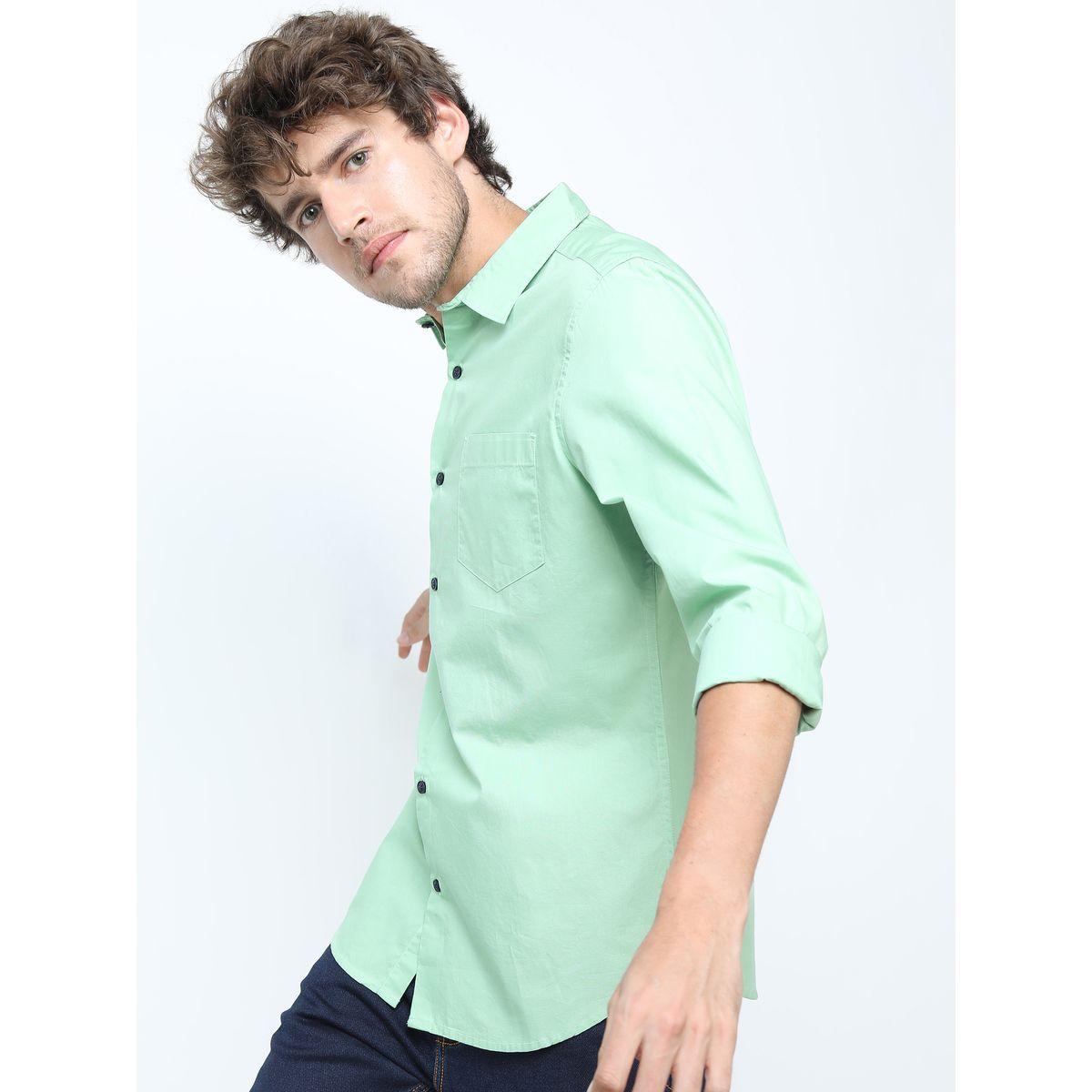 Highlander X Styli Solid Slim Fit Cotton Casual Shirt-men-clothing-shirts-image-1