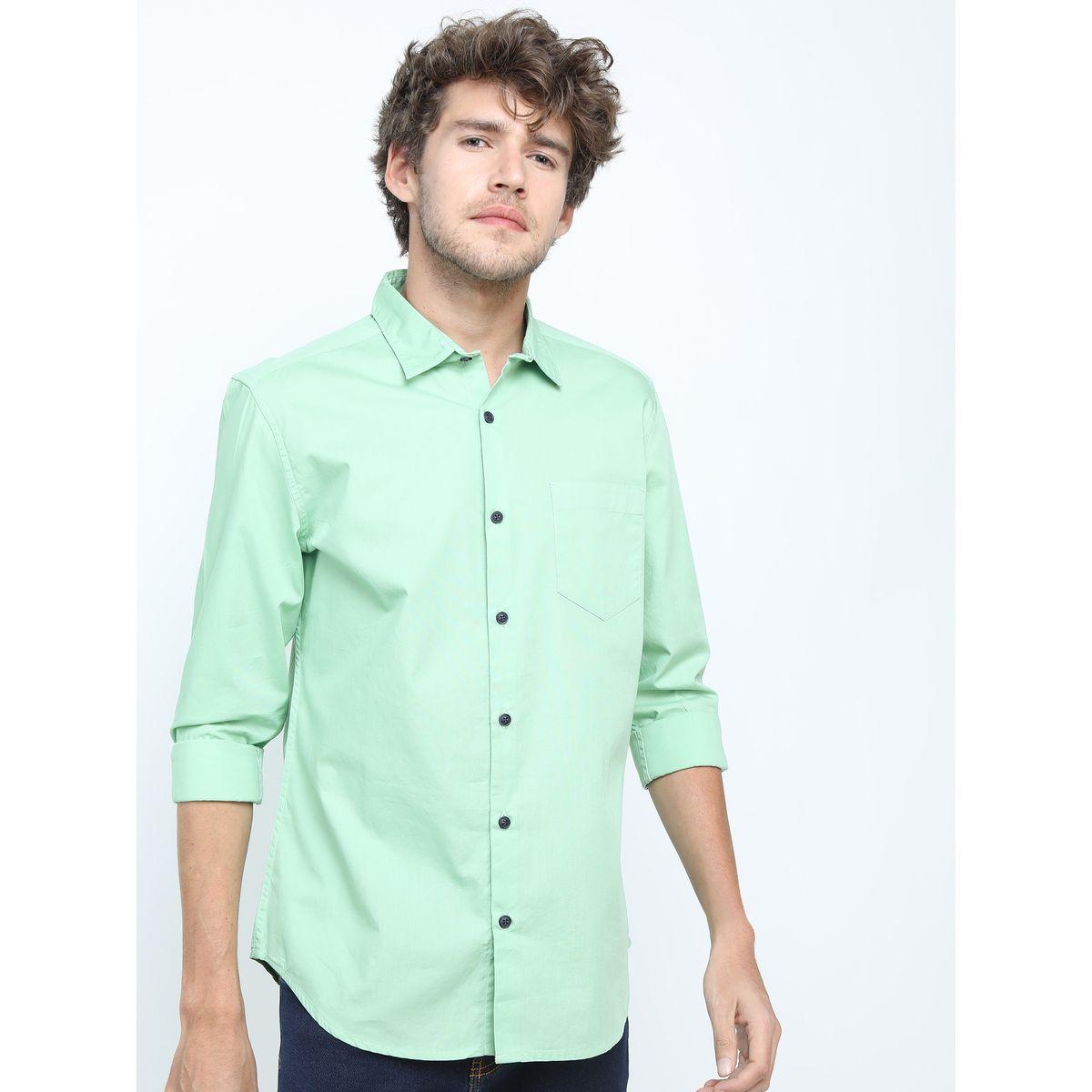 Highlander X Styli Solid Slim Fit Cotton Casual Shirt-men-clothing-shirts-image-4