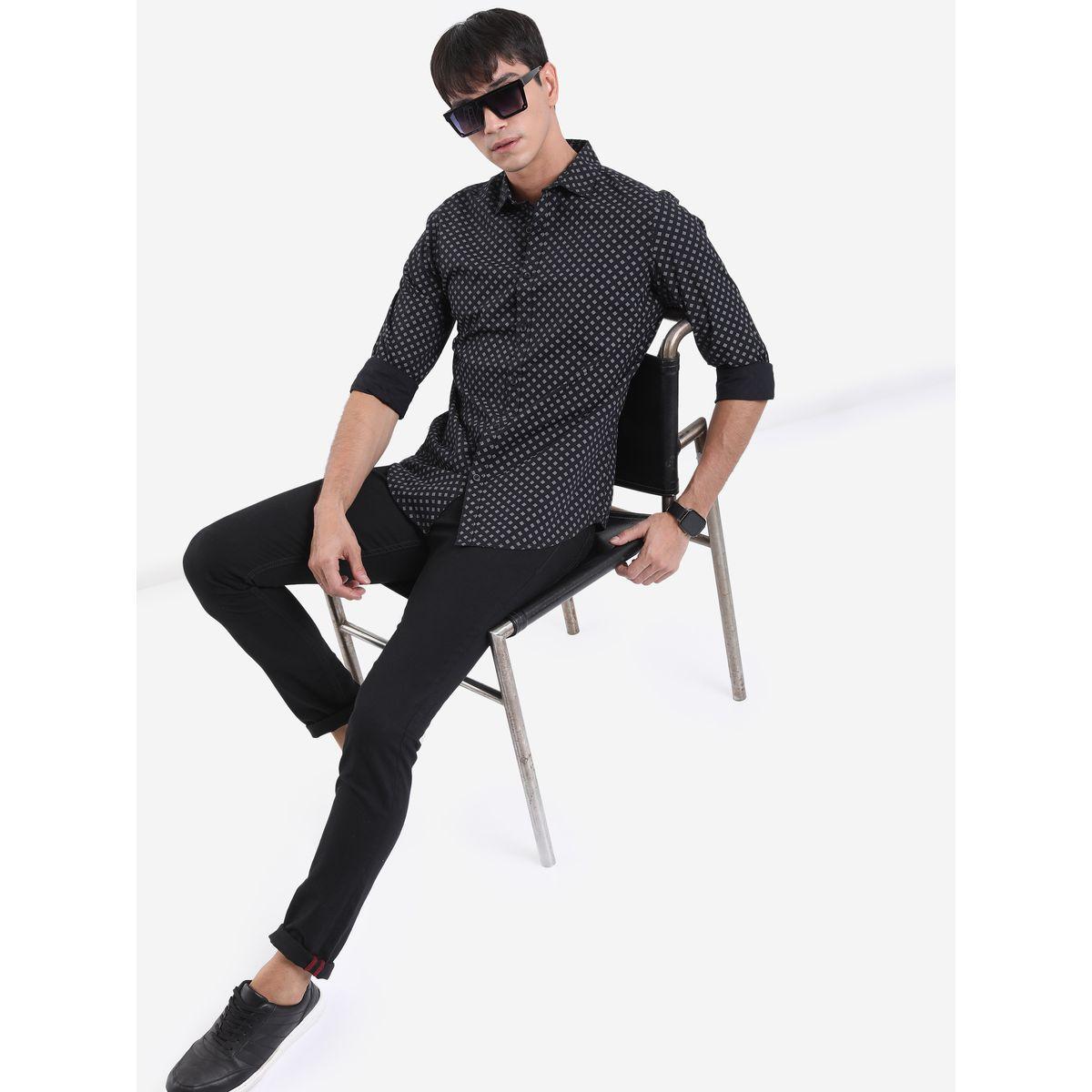 Highlander X Styli Slim Fit Ditsy Print Cotton Casual Shirt-men-clothing-shirts-image-2