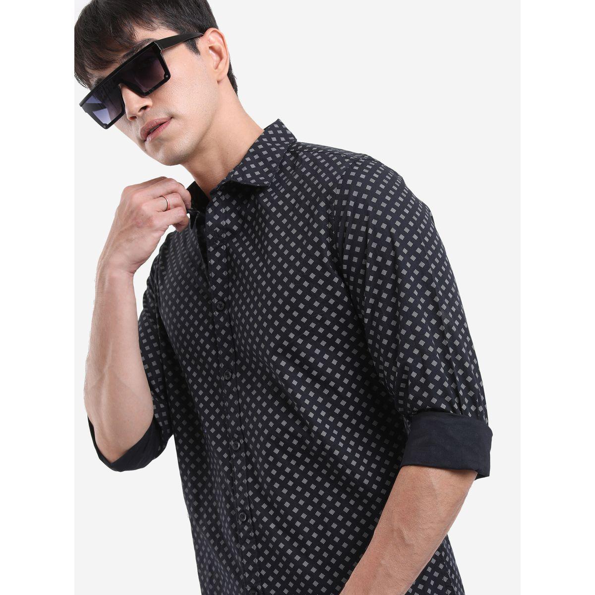 Highlander X Styli Slim Fit Ditsy Print Cotton Casual Shirt-men-clothing-shirts-image-4