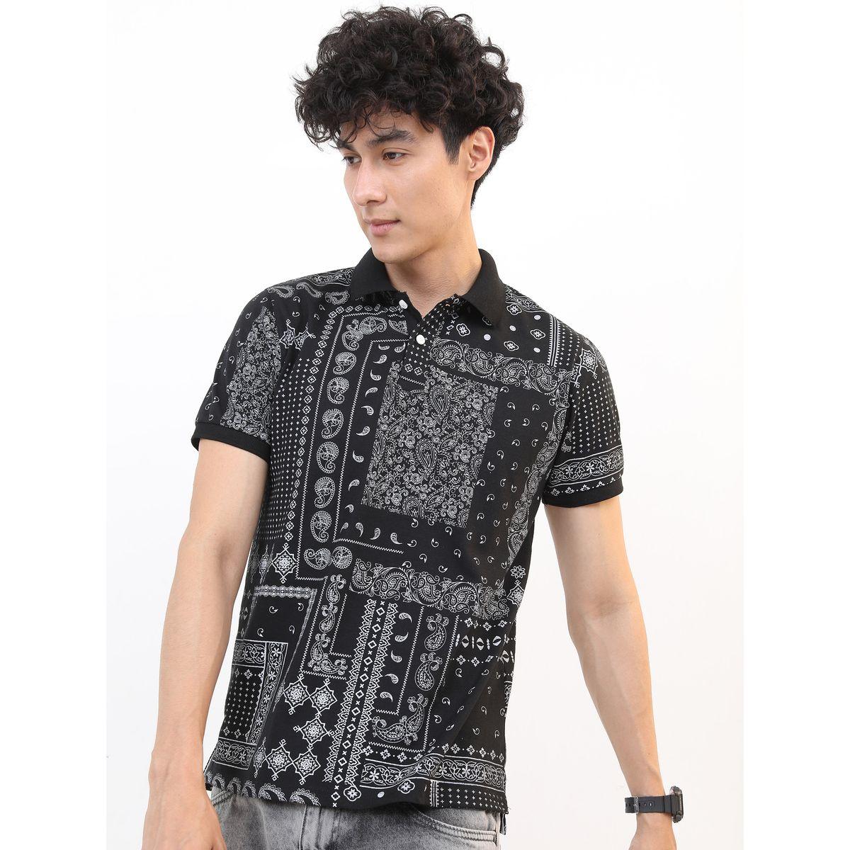 تيشيرت بياقة بولو وقصة سليم فت مع طبعة بيزلي هايلاندر × ستايلي-men-clothing-tshirtsandpolos-polos-image-1