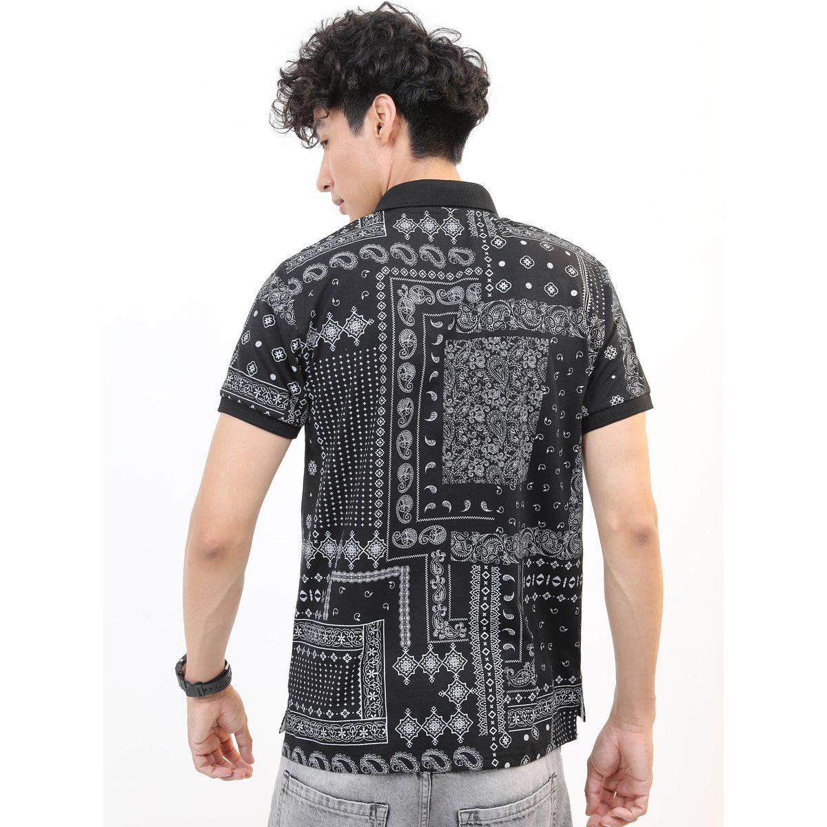 تيشيرت بياقة بولو وقصة سليم فت مع طبعة بيزلي هايلاندر × ستايلي-men-clothing-tshirtsandpolos-polos-image-3