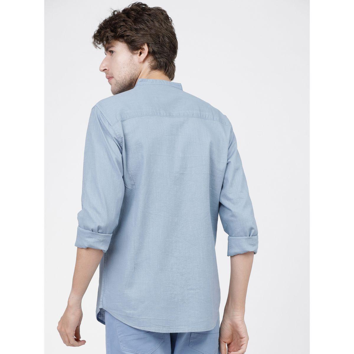 Ketch X Styli Solid Slim Fit Mandarin Collar Casual Shirt-men-clothing-shirts-image-3