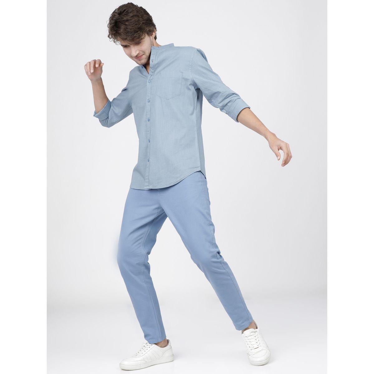 Ketch X Styli Solid Slim Fit Mandarin Collar Casual Shirt-men-clothing-shirts-image-5
