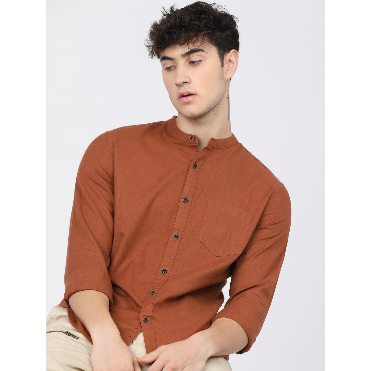 Ketch X Styli Solid Slim Fit Cotton Casual Shirt-men-clothing-shirts-image-1