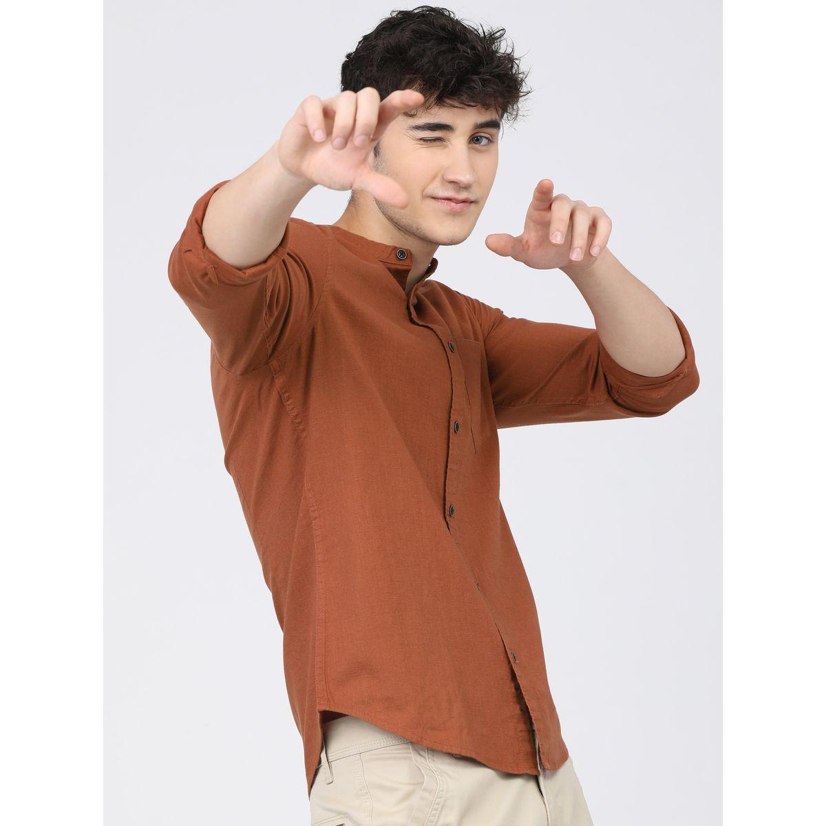 Ketch X Styli Solid Slim Fit Cotton Casual Shirt-men-clothing-shirts-image-2