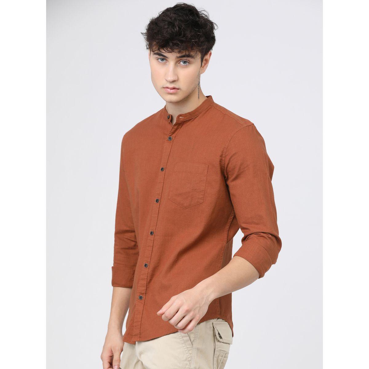Ketch X Styli Solid Slim Fit Cotton Casual Shirt-men-clothing-shirts-image-4