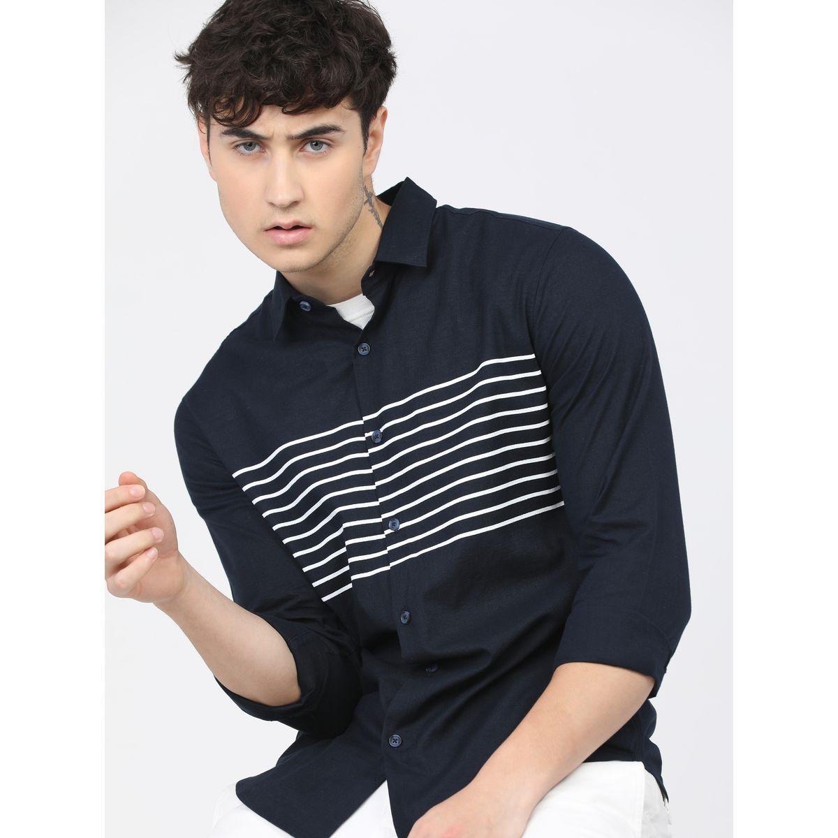Ketch X Styli Striped Print Slim Fit Cotton Casual Shirt-men-clothing-shirts-image-1