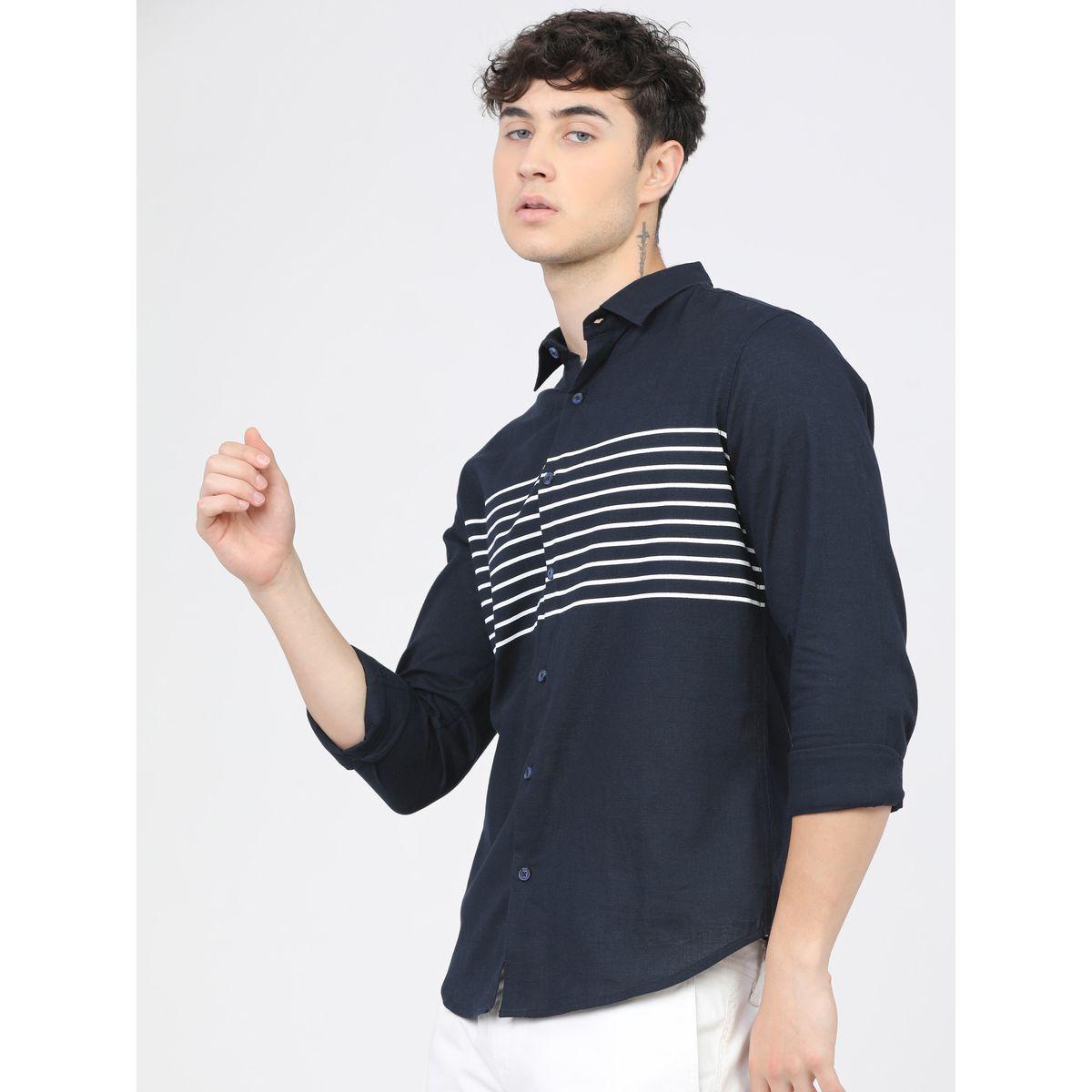 Ketch X Styli Striped Print Slim Fit Cotton Casual Shirt-men-clothing-shirts-image-2