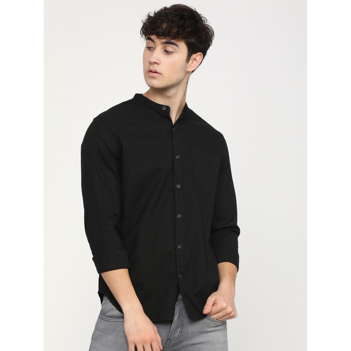 Ketch X Styli Solid Cotton Mandarin Collar Casual Shirt-men-clothing-shirts-image-1