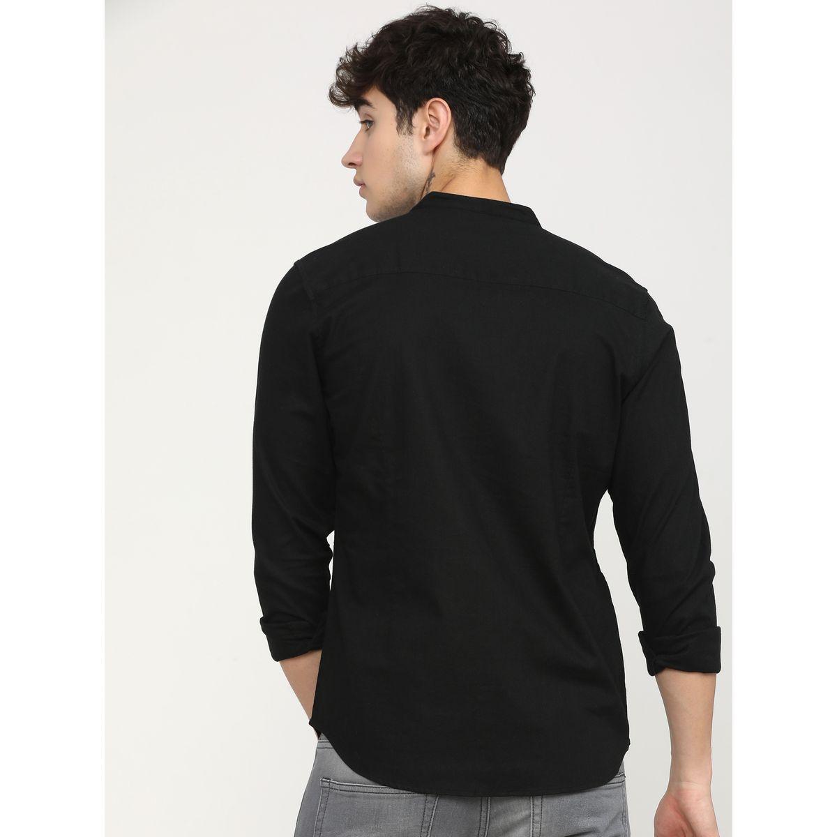 Ketch X Styli Solid Cotton Mandarin Collar Casual Shirt-men-clothing-shirts-image-3