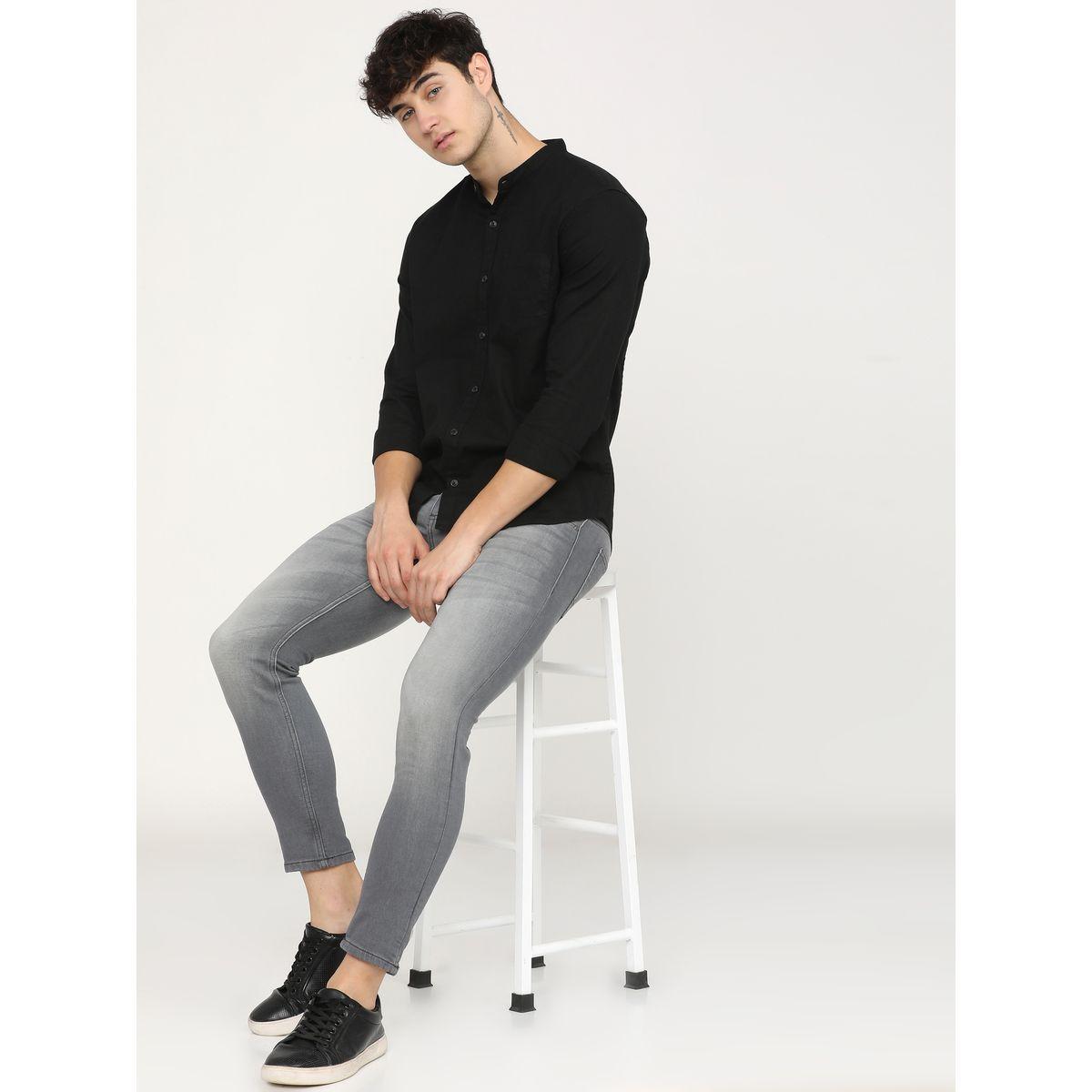 Ketch X Styli Solid Cotton Mandarin Collar Casual Shirt-men-clothing-shirts-image-5