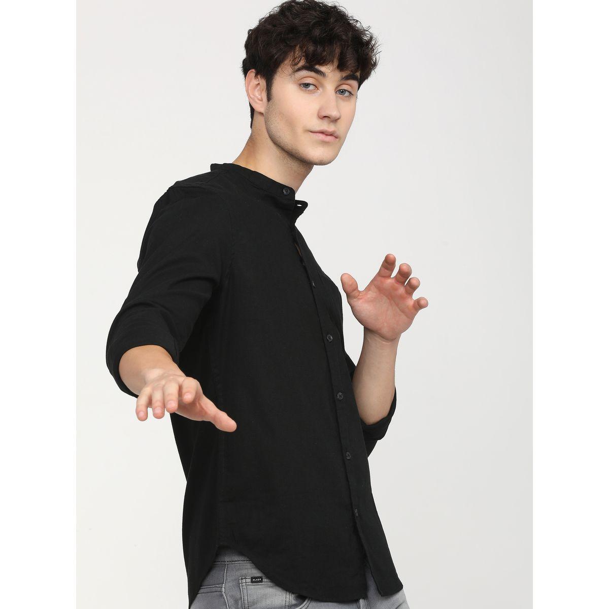 Ketch X Styli Solid Cotton Mandarin Collar Casual Shirt-men-clothing-shirts-image-7