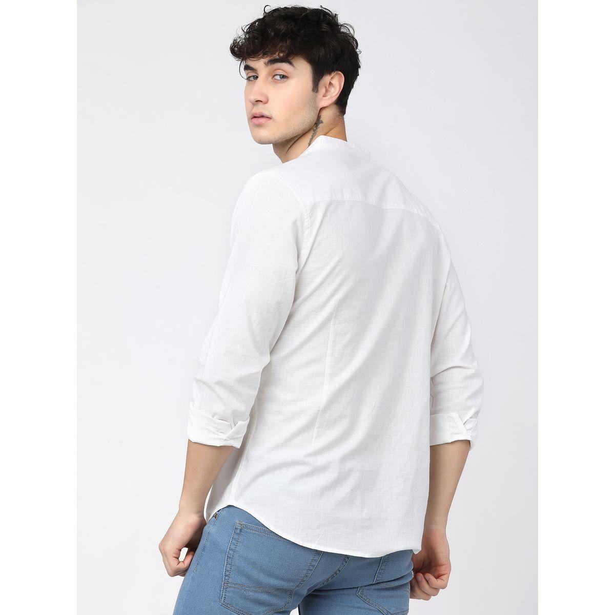 Ketch X Styli Solid Slim Fit Cotton Casual Shirt With Mandarin Collar-men-clothing-shirts-image-4