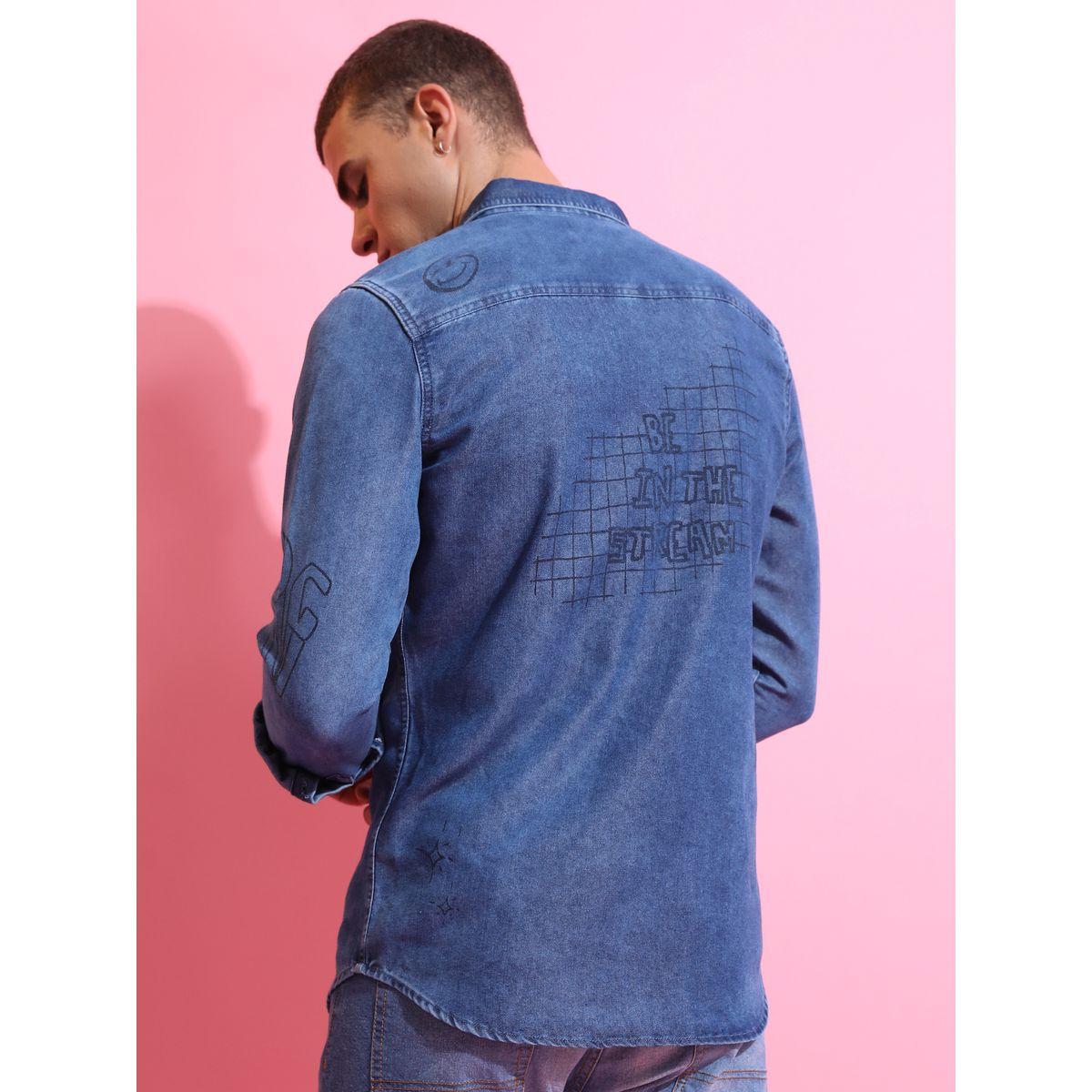 Ketch X Styli Slim Fit Graphic Print Denim Casual Shirt-men-clothing-shirts-image-3