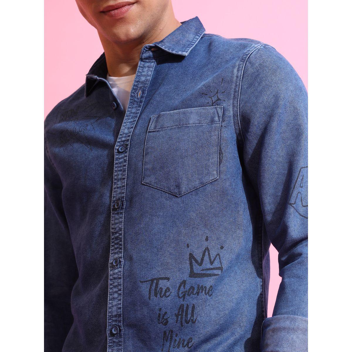 Ketch X Styli Slim Fit Graphic Print Denim Casual Shirt-men-clothing-shirts-image-5