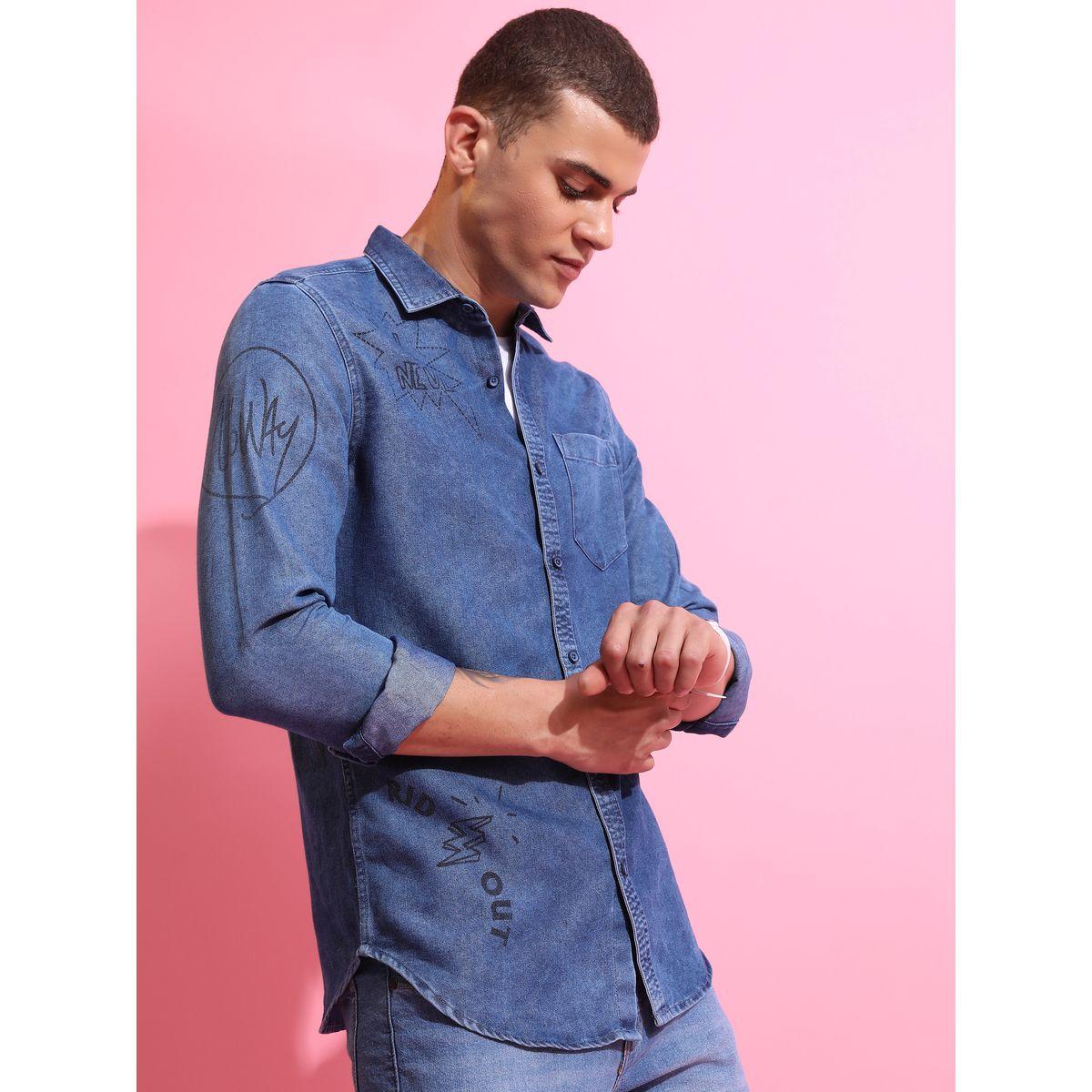 Ketch X Styli Slim Fit Graphic Print Denim Casual Shirt-men-clothing-shirts-image-6