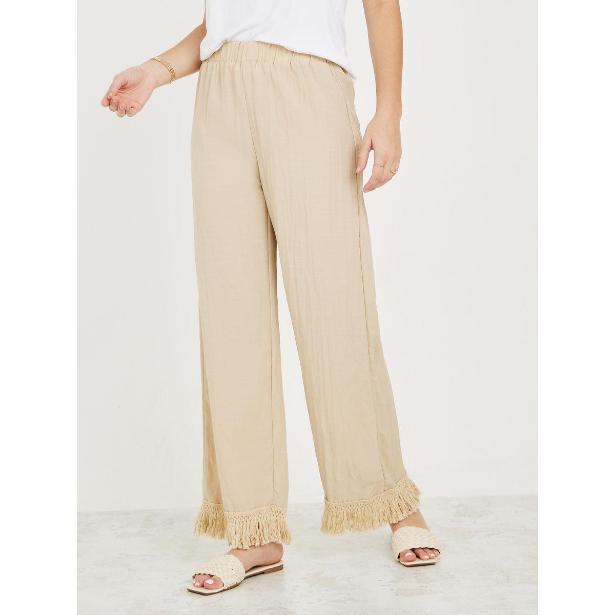 بنطال بأرجل واسعة وحواف بشراشيب-women-clothing-bottoms-trousers-image-1