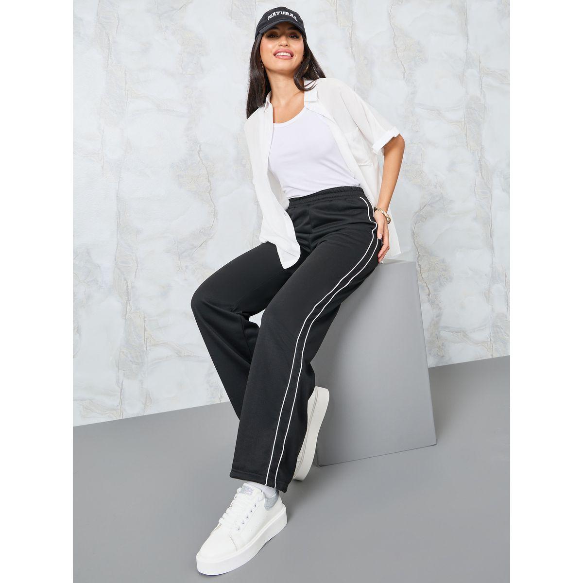 Styli Relaxed Fit Joggers with Side Stripes-women-clothing-bottoms-joggers-image-1