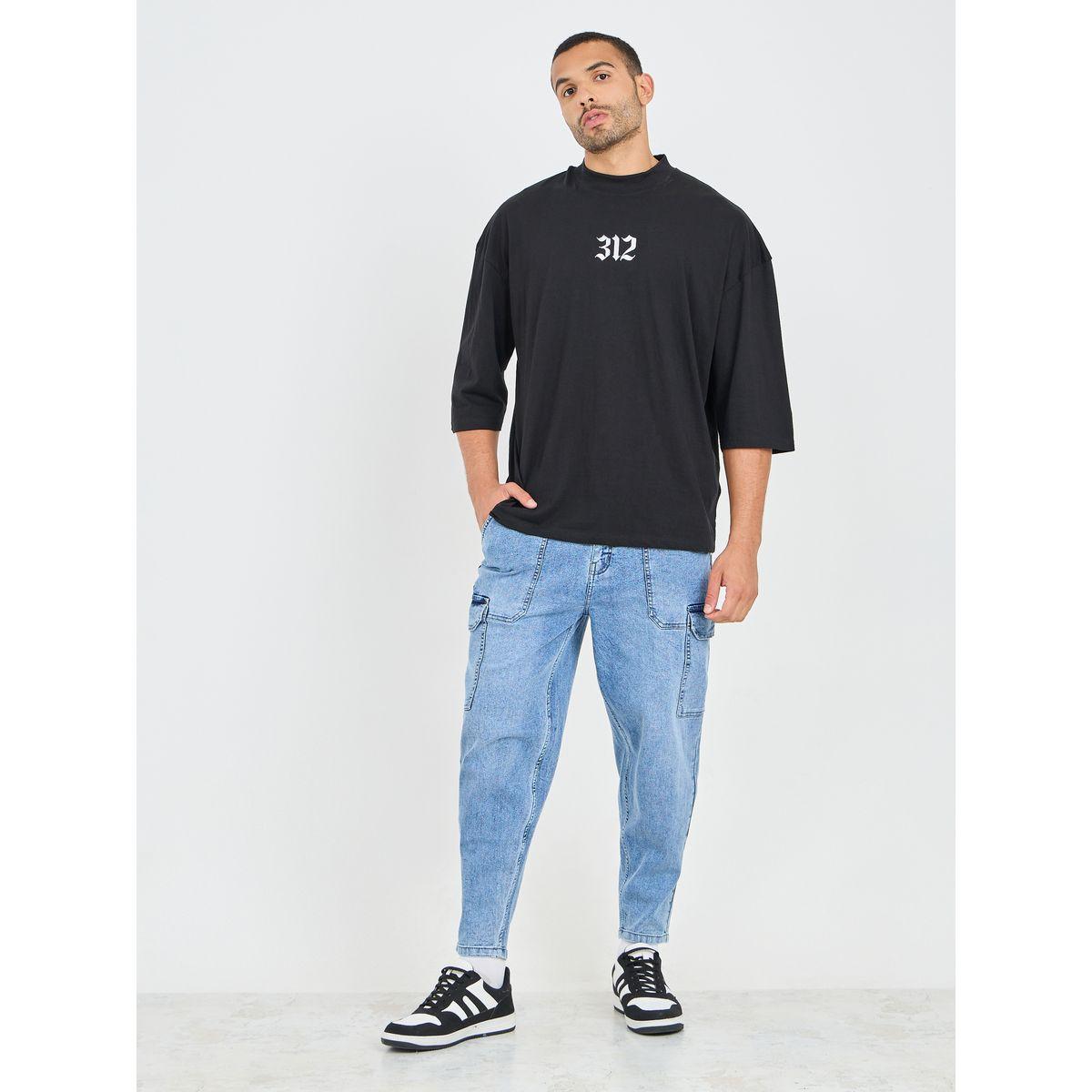 جينز كارجو بتفاصيل مشطوفة وقصة بالون-men-clothing-bottoms-jeans-image-2