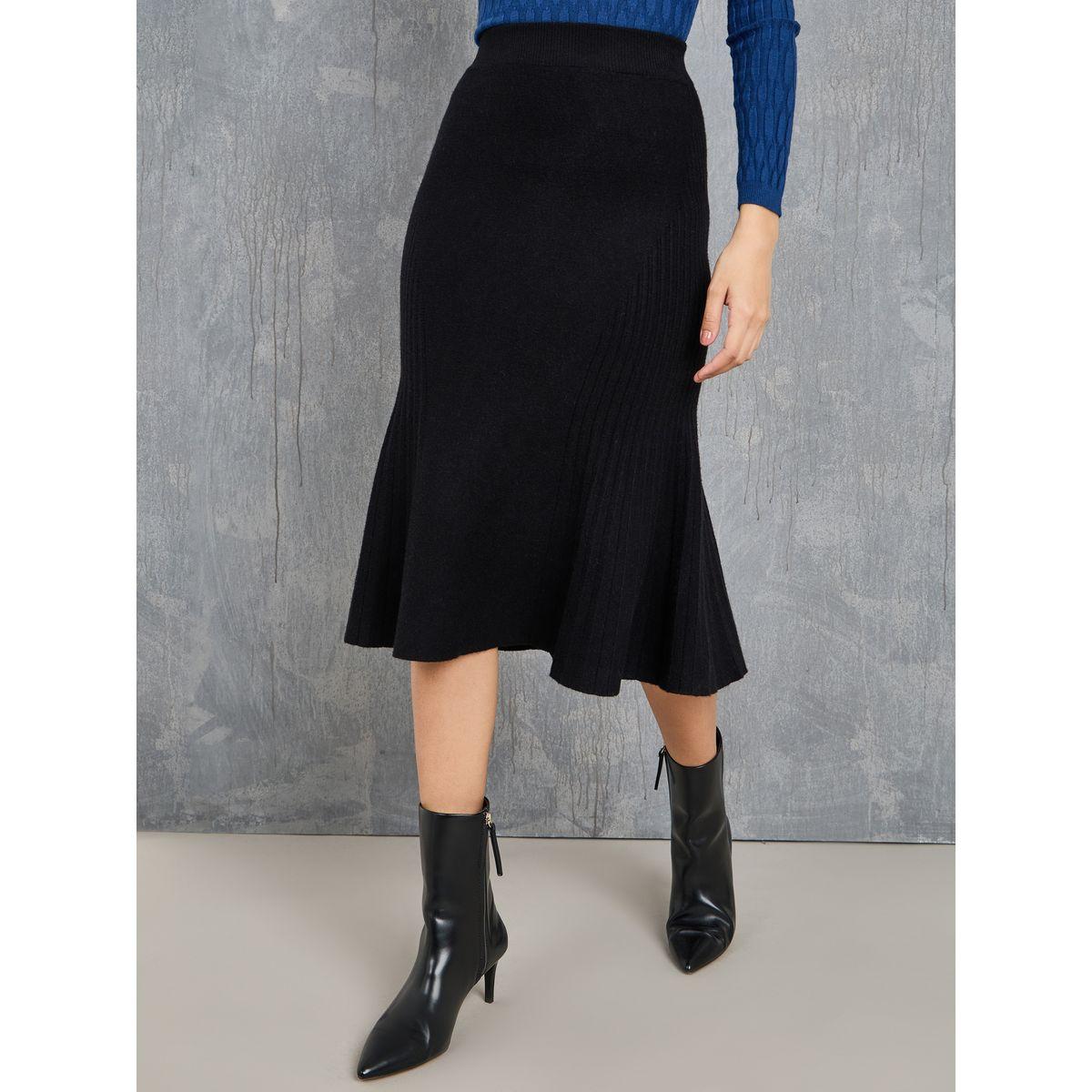 Styli High Rise Knit Mermaid Hem Skirt-women-clothing-bottoms-skirts-image-2