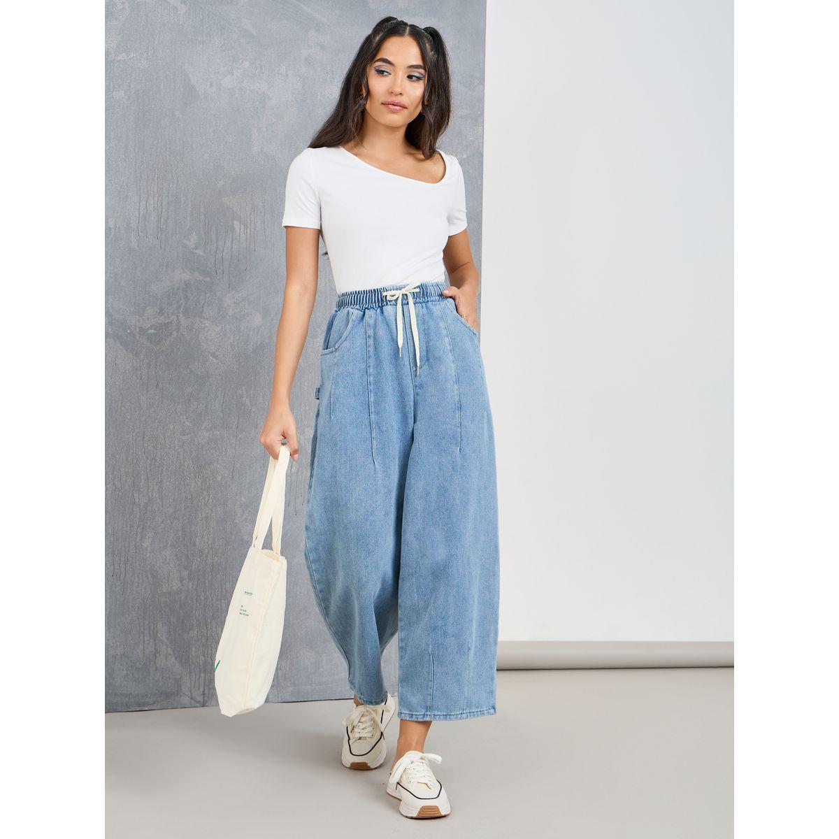 جينز بأرجل واسعة مع رباط خصر-women-clothing-bottoms-jeans-image-1