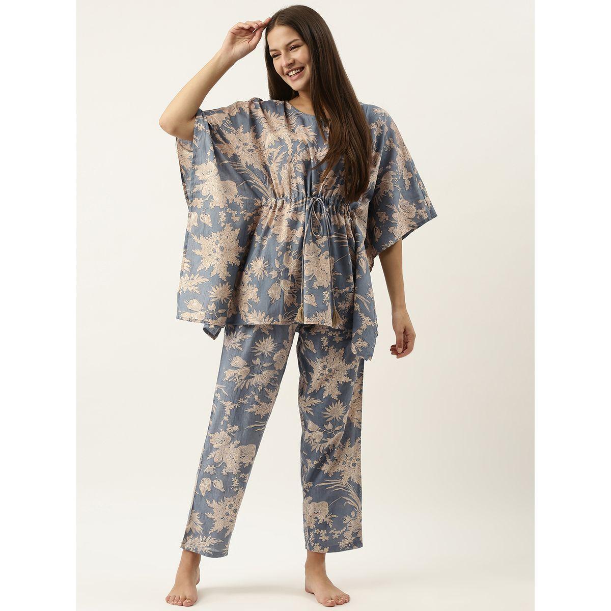 Sanskrutihomes X Styli Floral Print Longline Kaftan & Pyjama Set-women-clothing-nightwear-pyjamas-longsets-image-6