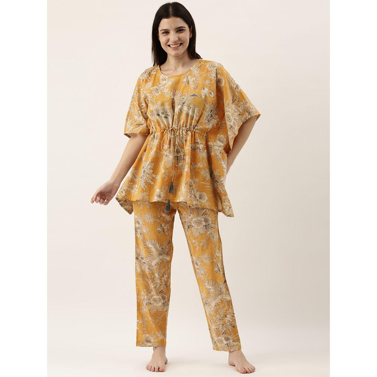 Sanskrutihomes X Styli Floral Print Longline Kaftan & Pyjama Set-women-clothing-nightwear-pyjamas-longsets-image-1