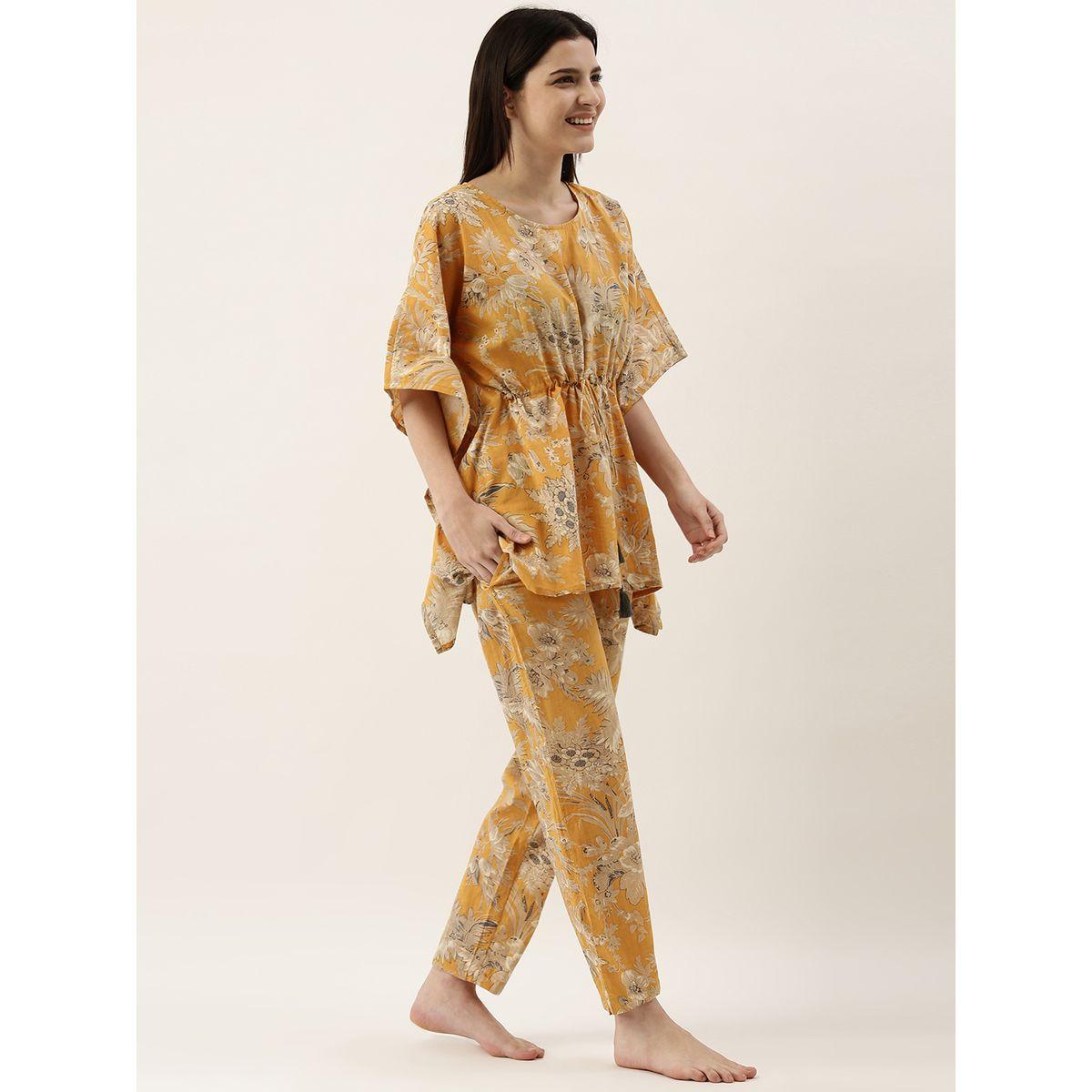 Sanskrutihomes X Styli Floral Print Longline Kaftan & Pyjama Set-women-clothing-nightwear-pyjamas-longsets-image-4