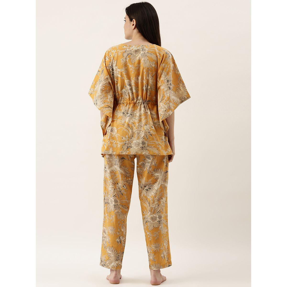 Sanskrutihomes X Styli Floral Print Longline Kaftan & Pyjama Set-women-clothing-nightwear-pyjamas-longsets-image-5