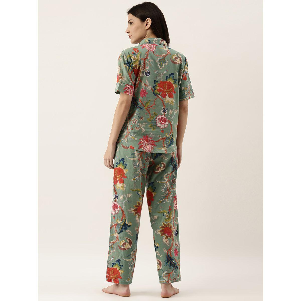 Sanskrutihomes X Styli Floral Print Cotton Shirt & Straight Pyjama Set-women-clothing-nightwear-pyjamas-longsets-image-5