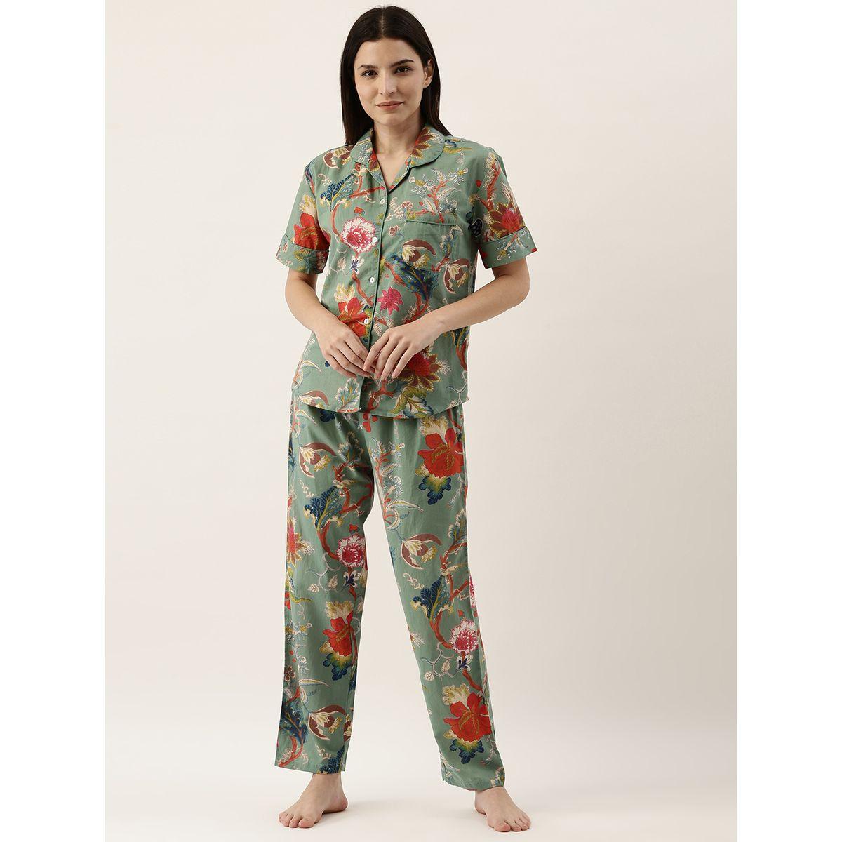 Sanskrutihomes X Styli Floral Print Cotton Shirt & Straight Pyjama Set-women-clothing-nightwear-pyjamas-longsets-image-6