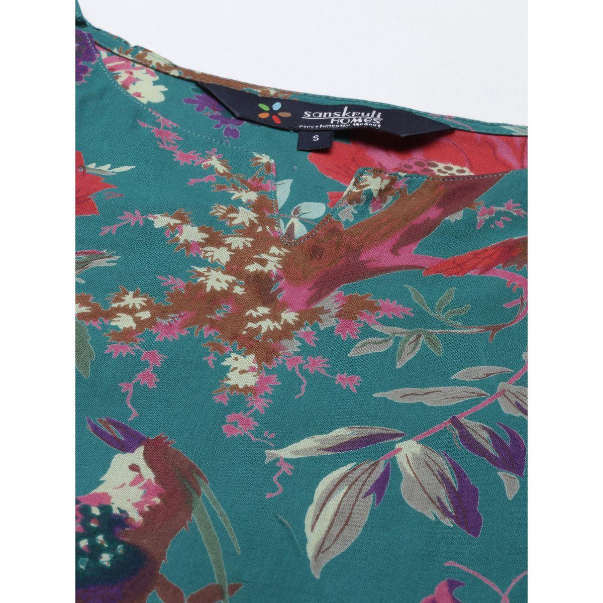 Sanskrutihomes X Styli Tropical Print Notch Neck Top & Pyjama Set-women-clothing-nightwear-pyjamas-longsets-image-2