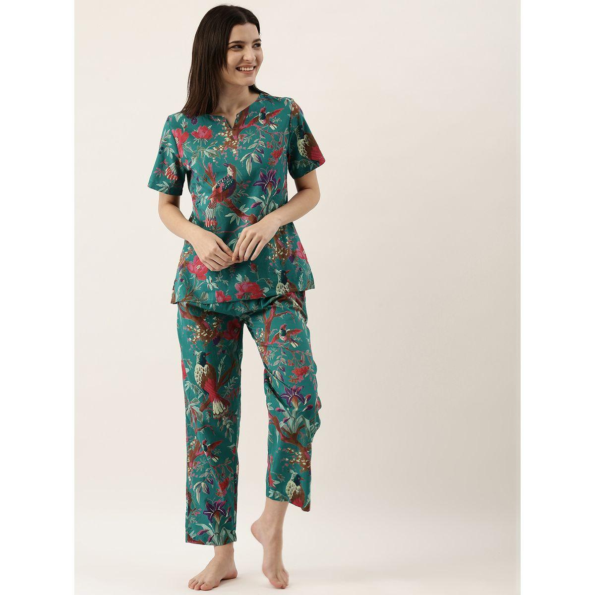 Sanskrutihomes X Styli Tropical Print Notch Neck Top & Pyjama Set-women-clothing-nightwear-pyjamas-longsets-image-6
