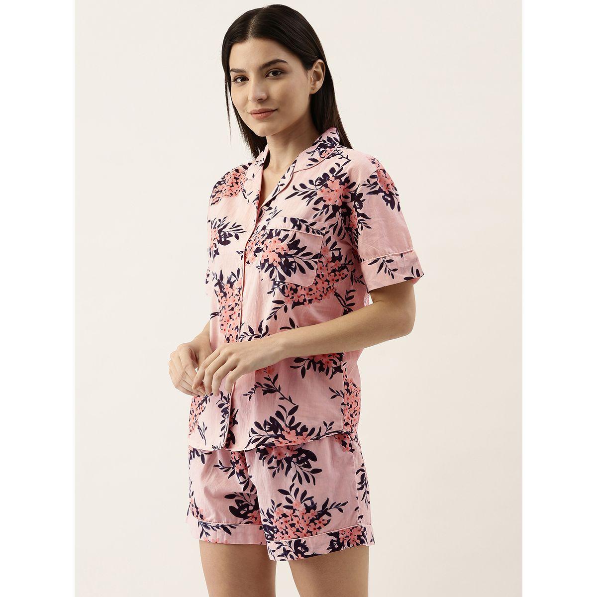 Sanskrutihomes X Styli Floral Print Cotton Shirt & Shorts Set-women-clothing-nightwear-pyjamas-shortsets-image-4