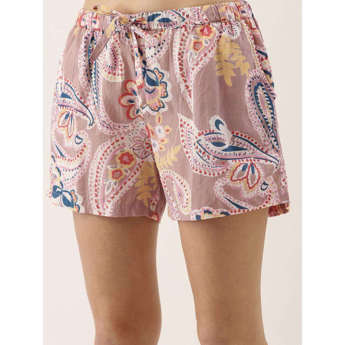 Sanskrutihomes X Styli Pack of 3 - Paisley Print Cotton Cami, Robe & Shorts-women-clothing-nightwear-pyjamas-shortsets-image-9