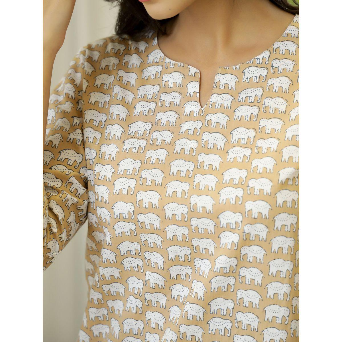 Sanskrutihomes X Styli Elephant Print Cotton Shirt & Pyjama Set-women-clothing-nightwear-pyjamas-longsets-image-5