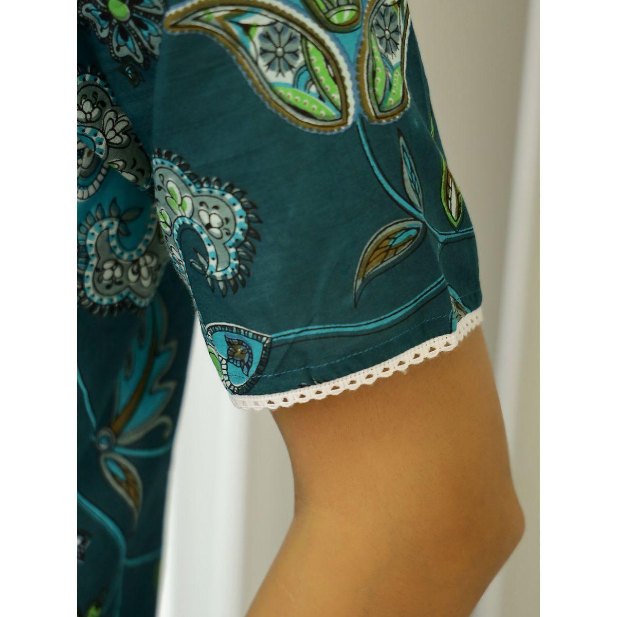 Sanskrutihomes X Styli Floral Print Collared Cotton Shirt & Pyjama Set-women-clothing-nightwear-pyjamas-longsets-image-9