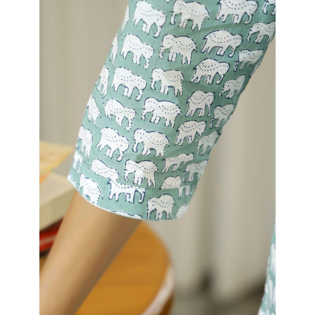 Sanskrutihomes X Styli Elephant Print Cotton Shirt & Pyjama Set-women-clothing-nightwear-pyjamas-longsets-image-6