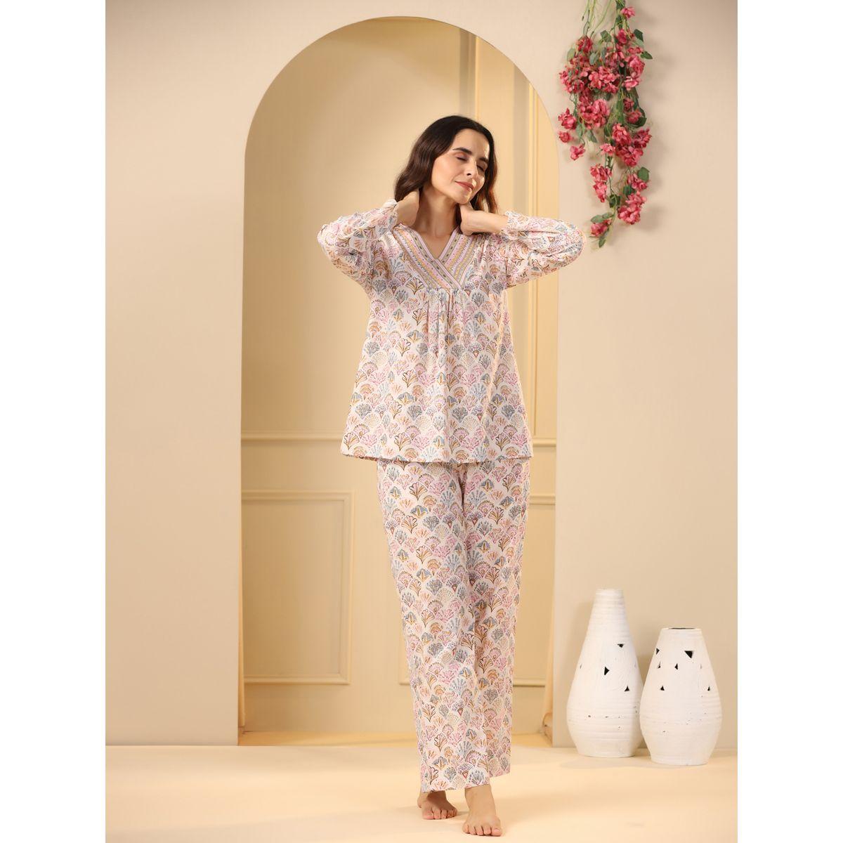 Sanskrutihomes X Styli V Neck Printed Cotton Top & Pyjama Set-women-clothing-nightwear-pyjamas-longsets-image-7