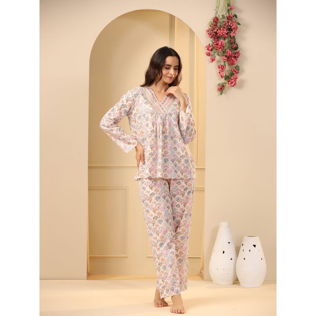 Sanskrutihomes X Styli V Neck Printed Cotton Top & Pyjama Set-women-clothing-nightwear-pyjamas-longsets-image-8