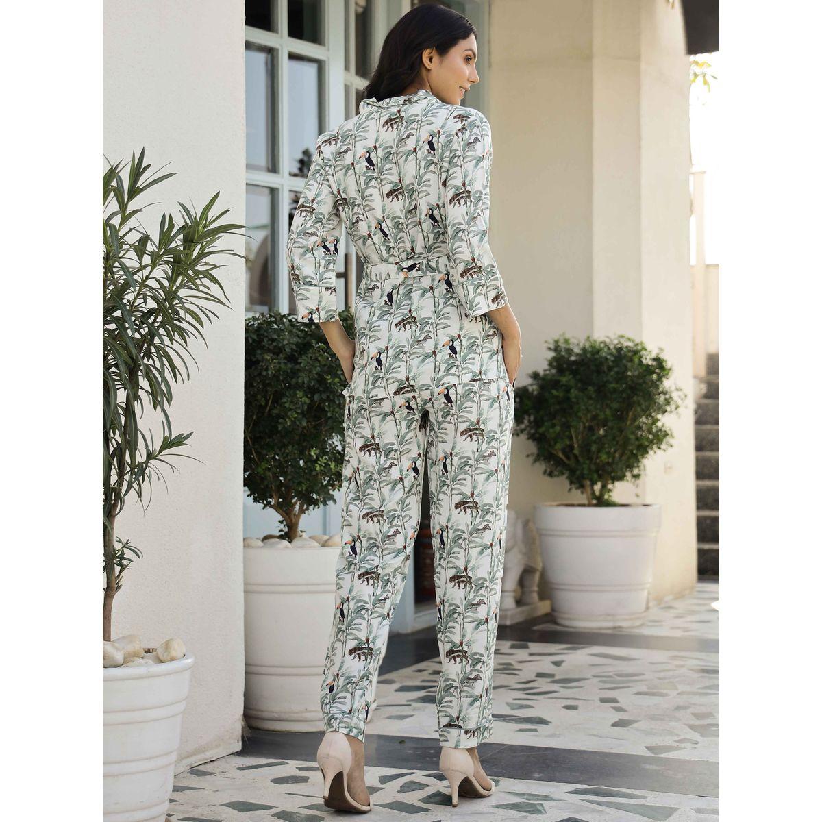 Sanskrutihomes X Styli Tropical Print Tie Belt Top & Trouser Co-Ords-women-clothing-coordsets-image-8
